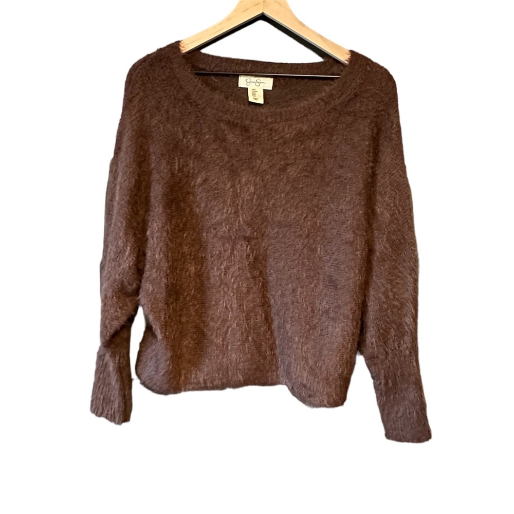 Jessica Simpson Dark Brown Fuzzy Sweater SIZE M - Picture 1 of 7